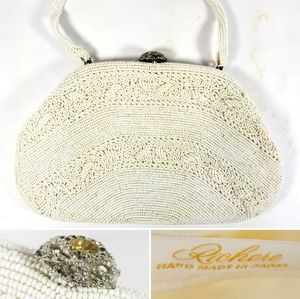 Vintage Japan RICHERE Beaded Flapper Clutch Purse